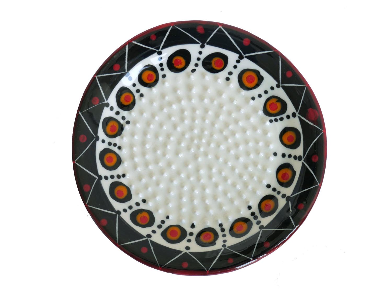 Keramikreibe - bemalte Reibe für Ingwer und Knoblauch - weiß, schwarz