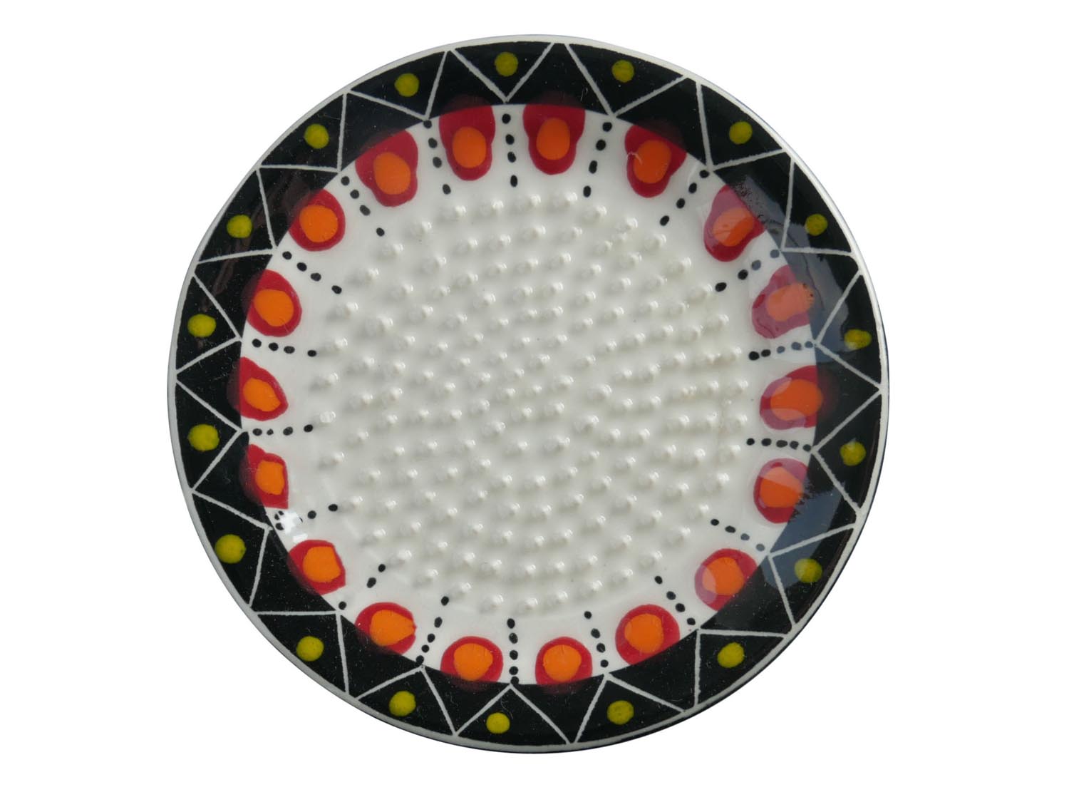 Keramikreibe - bemalte Reibe für Ingwer und Knoblauch - weiß, schwarz