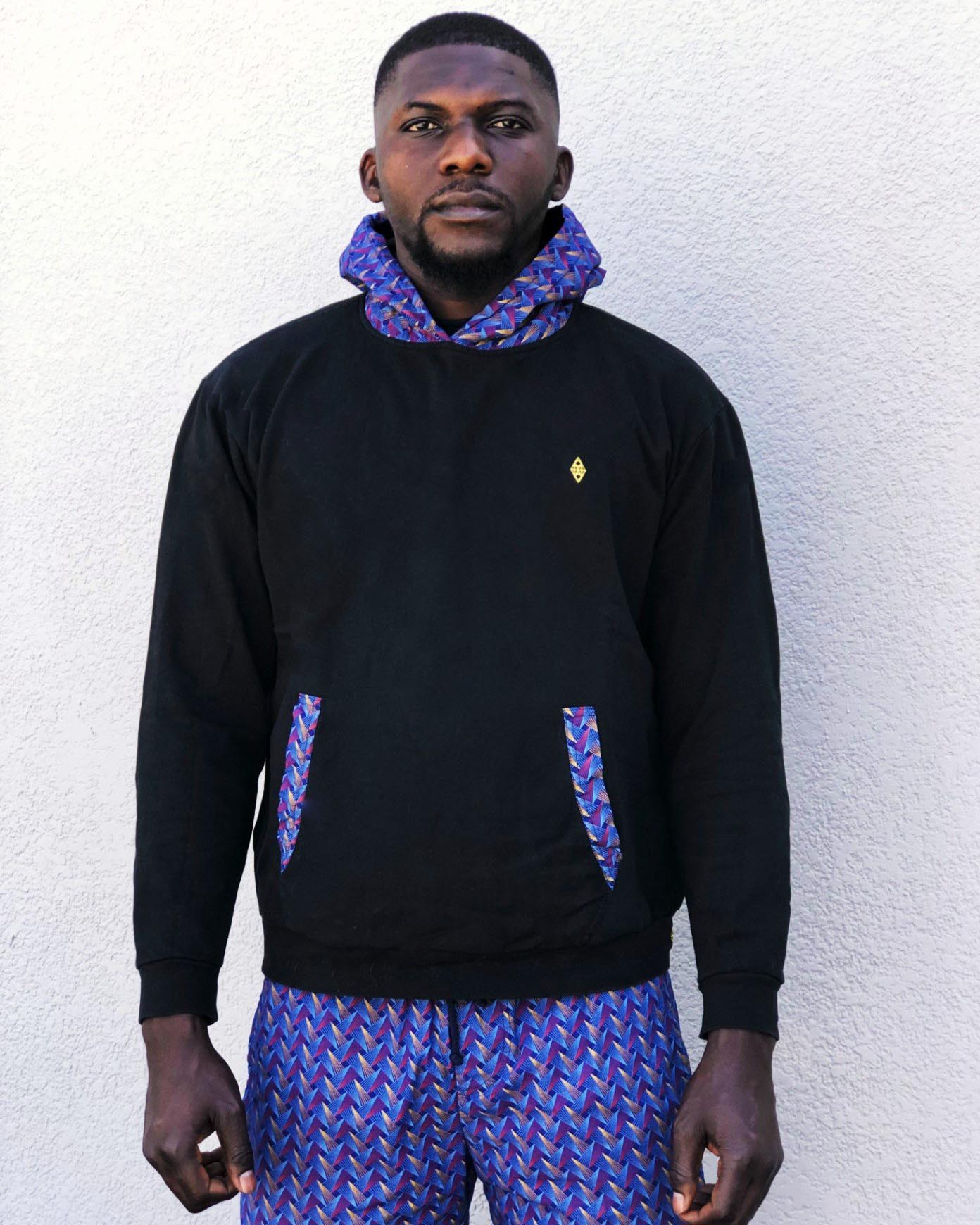 Afrika Hoodie Weave (schwarz-royal)
